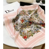 Stylish Discount Dior Flora Silk Sqaure Scarf 53x53cm DR10181 Pink 2023