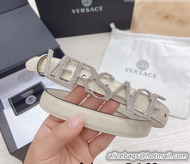 ​Super Quality Versace Smooth Calfskin Belt 2cm with Crystal Signature 060150 White