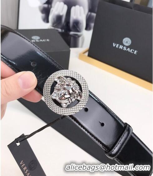 Shop Grade Versace Medusa Patent Leather Belt 4cm 08031 Black/Silver