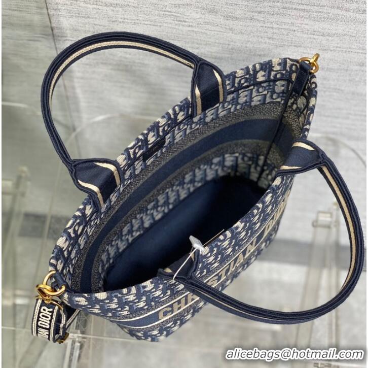 Promotional MEDIUM DIOR BOOK TOTE Beige and Blue Macrocannage Embroidery 0612-2