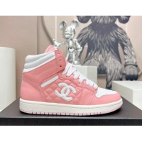 Buy Luxury Chanel Quilted Calfskin High-top Sneakers Light Pink 901046