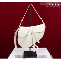 Top Quality Dior Mini/Medium Saddle Bag with Strap in Grained Calfskin CD1117 All White 2023