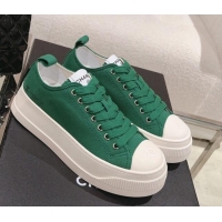 Custom Chanel Canvas Platform Sneakers Green 091151