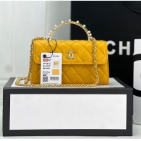 Top Quality CHANEL 22B Kelly Pearl Top Handle Bag AP3562 Yellow