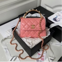 Grade Quality CHANEL 22B Kelly Pearl Top Handle Bag AP3513 Pink
