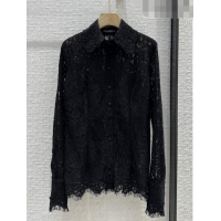 Famous Brand Dolce & Gabbana Lace Shirt DG102406 Black 2023