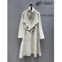 Shop Super Quality Dior Long Coat with Criss Cross Collar D102625 White 2023
