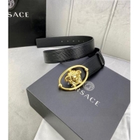 ​Famous Brand Versace Epi Leather Belt 4cm with Medusa Buckle V8409 Black/Gold