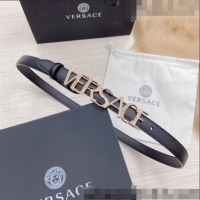 ​Well Crafted Versace Smooth Calfskin Belt 2cm with Crystal Signature 060149 Black