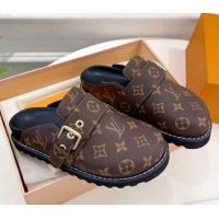 Hot Style Louis Vuitton LV Cosy Flat Comfort Clog Mules with Buckle Strap in Monogram Canvas 912024