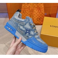 Most Popular Louis Vuitton LV Skate Sneakers in Crystals and Denim Blue 926113