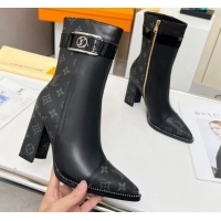 Good Product Louis Vuitton Monogram Canvas and Leather Ankle Boots 9.5cm Black 012112
