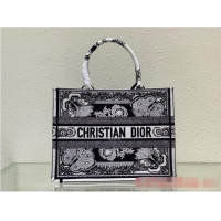Unique Discount MEDIUM DIOR BOOK TOTE Black and White Butterfly Bandana Embroidery M1296ZESE