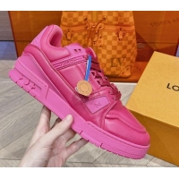 Duplicate Louis Vuitton LV Trainer Sneakers in Calf Leather Pink 025129