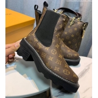 Luxurious Louis Vuitton LV Beaubourg Ankle Boots in Monogram Canvas Brown 103025
