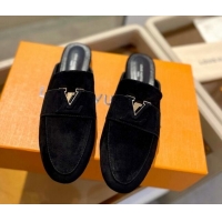 Unique Style Louis Vuitton LV Capri Mules Flat in Suede Black 1104005