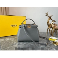 Top Quality Fendi Peekaboo Mini Bag in Lambskin Leather FE244 Grey 2023