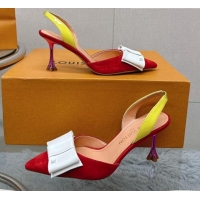 Sumptuous Louis Vuitton Blossom Slingback Pumps 7.5cm in Suede with Bow Red/Multicolor 121045