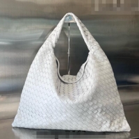 New Design Bottega Veneta Large Hop Hobo Bag Intrecciato Calf Leather 763970 White 2023