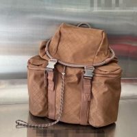 Well Crafted Bottega Veneta BV Alto Bckpack Bag in Jacquard Nylon 70061 Wood Brown 2023