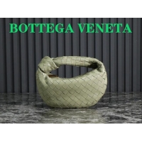 Famous Brand Bottega Veneta Mini Jodie Hobo Bag in Intrecciato Lambskin 651876 Travetine Green 2023