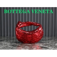 Famous Brand Bottega Veneta Mini Jodie Hobo Bag in Intrecciato Metallic Leather 651876 Red 2023