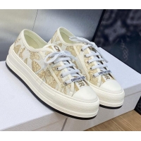 Cheap Price Dior Walk'n'Dior Platform Sneakers in Beige Embroidered Cotton with Toile de Jouy Mexico Motif 103086