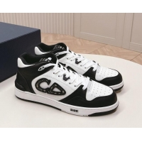 Low Price Dior B57 Mid-Top Sneakers in Smooth Calfskin with Oblique Jacquard CD Black/White 106109
