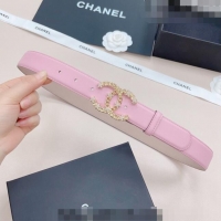 ​Popular Style Chanel Calfskin Belt 3cm with Star CC Buckle CH219 Light Pink