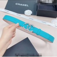 Good Looking Chanel Calfskin Belt 3cm with Star CC Buckle CH219 Sky Blue