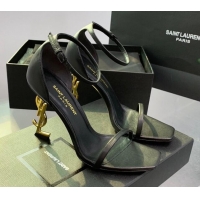Popular Style Saint Laurent Opyum Sandals in Smooth Calfskin Black/Gold 110631
