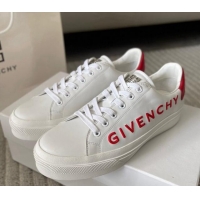 Luxury Givenchy City Sport Sneakers in GIVENCHY Leather White/Red 401044