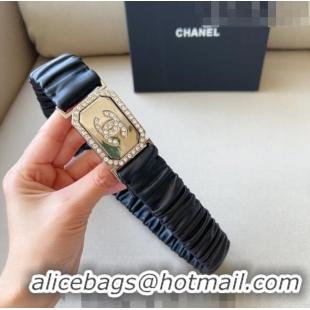 Luxurious Chanel Stretch Lambskin Belt 3cm 1108 Black 2023