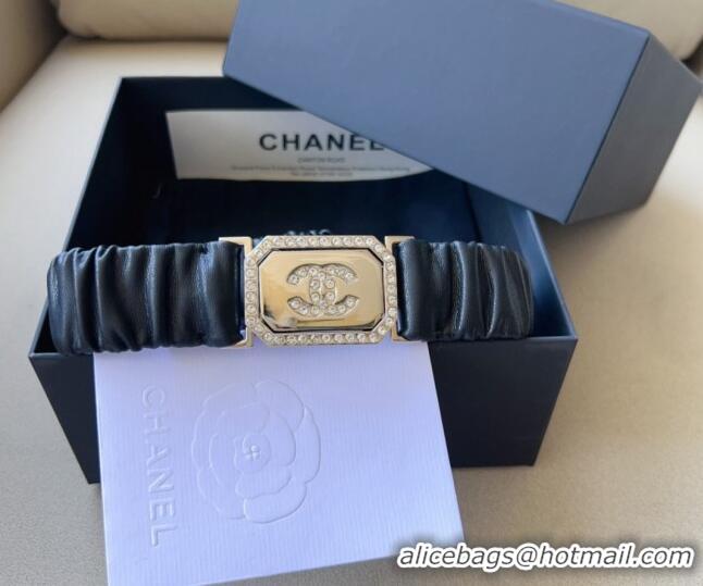 Luxurious Chanel Stretch Lambskin Belt 3cm 1108 Black 2023
