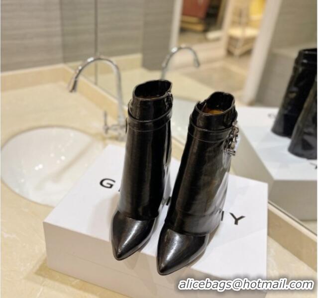 Purchase Givenchy Shark Lock Wedge Ankle Boots 9cm in Crinkle Metallized Leather Black 923040