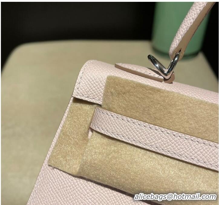 Super Quality Hermes original Kelly Epsom Leather KL25 Light Pink