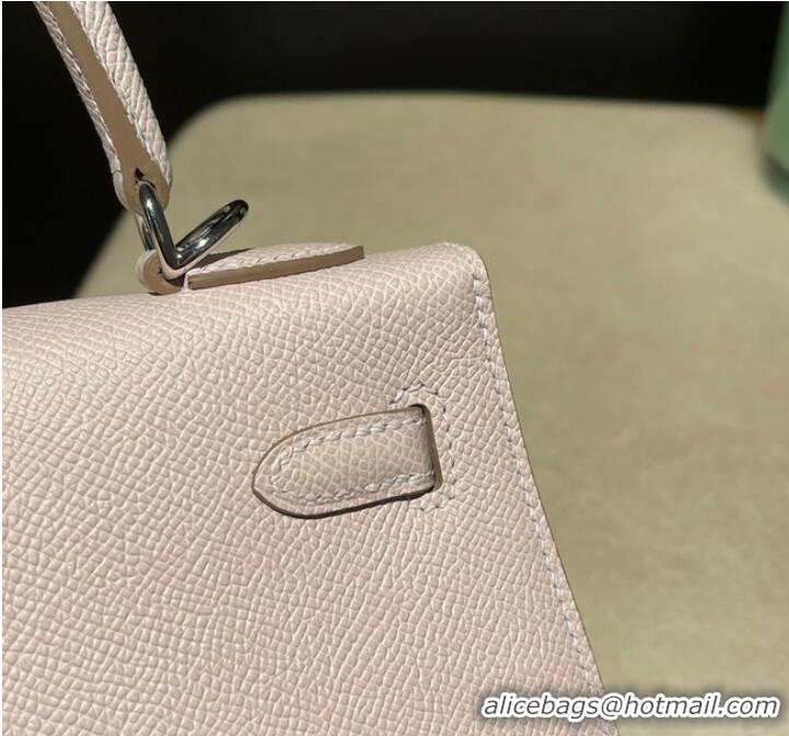 Super Quality Hermes original Kelly Epsom Leather KL25 Light Pink