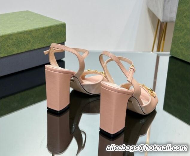 Shop Duplicate Gucci Horsebit High Heel Sandals 9cm in Leather Nude 215119
