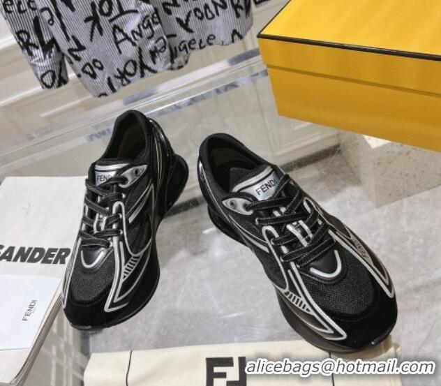 Good Quality Fendi First 1 Running Sneakers 5cm in Fabric Black 026084