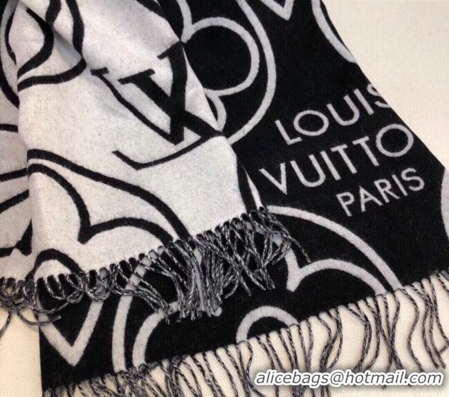 Top Quality Louis Vuitton LV In Bloom Cashmere Wool Long Scarf 70x200cm LV122104 Black 2023
