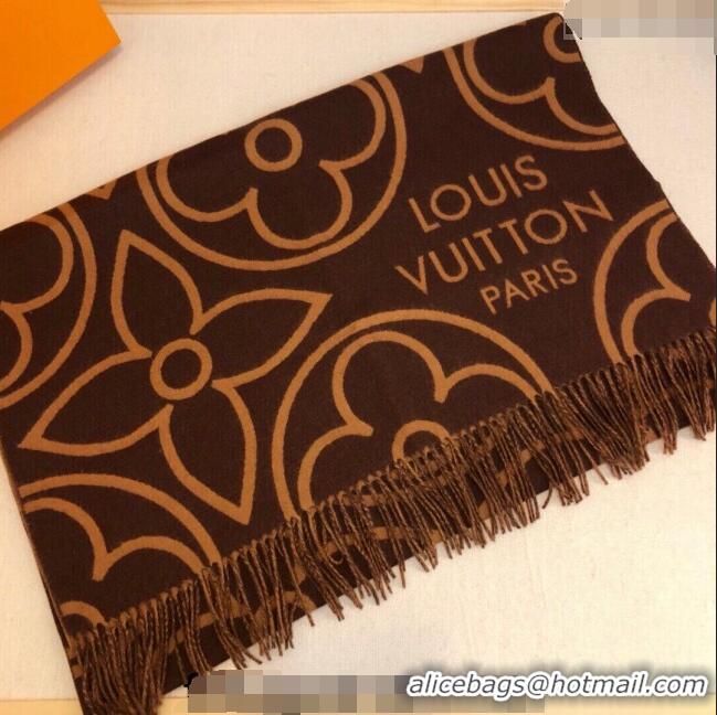 Top Grade Louis Vuitton LV In Bloom Cashmere Wool Long Scarf 70x200cm LV122104 Brown 2023