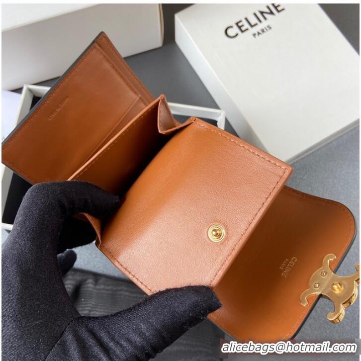 Inexpensive Celine SMALL WALLET TRIOMPHE IN TRIOMPHE CANVAS 10D782 TAN