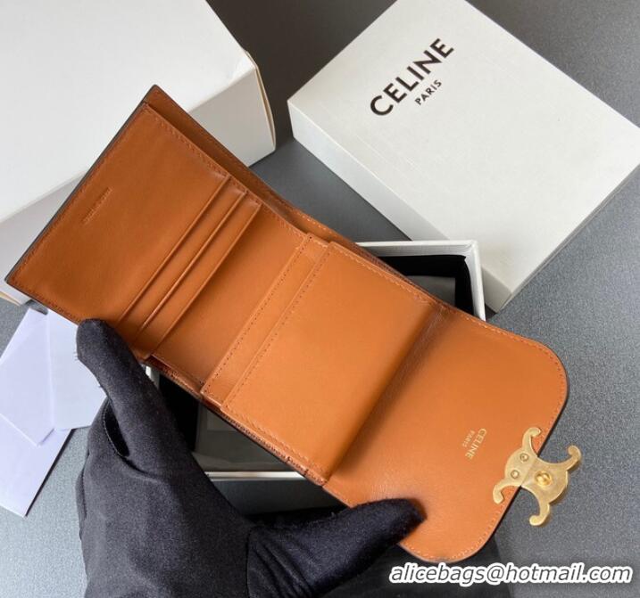 Inexpensive Celine SMALL WALLET TRIOMPHE IN TRIOMPHE CANVAS 10D782 TAN