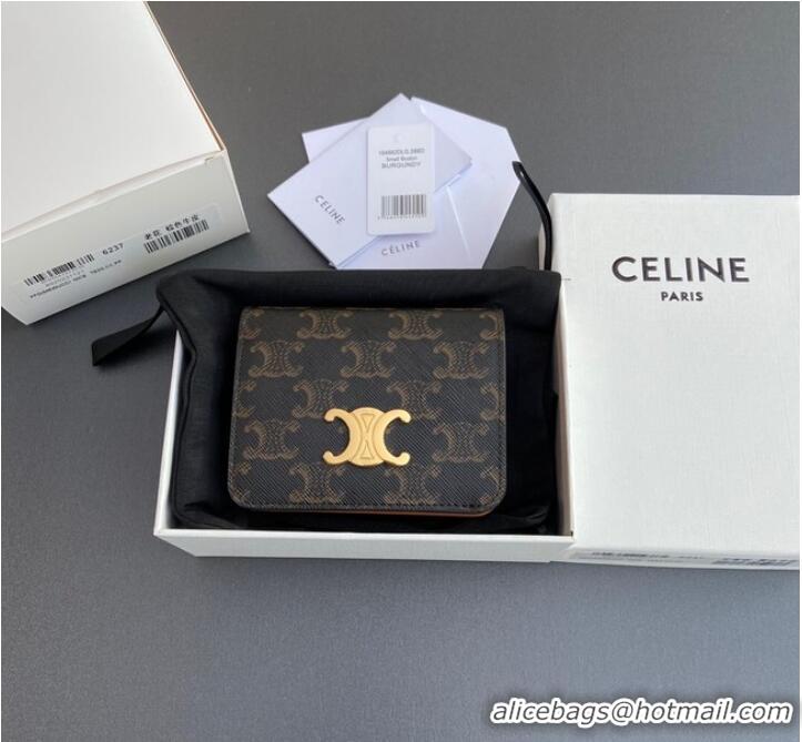 Super Quality Celine TRIOMPHE COMPACT WALLET IN TRIOMPHE CANVAS 10K622 TAN