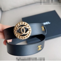 ​Top Grade Chanel CC Lambskin Belt 3cm with Heart CC Buckle 0511 Black 2023