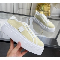 Shop Duplicate Givenchy City platform sneakers in canvas Light Yellow 704019