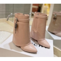 Low Price Givenchy Shark Lock Wedge Ankle Boots 8.5cm in Leather Nude Pink 923017