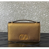 Low Cost VALENTINO grain calfskin leather bag 0688 Gold