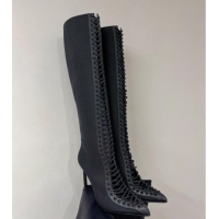 Most Popular Givenchy Show High Boots 9.5cm in knit and leather Black 926127