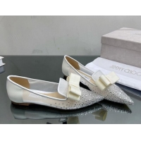 Perfect Jimmy Choo Gala Mesh Ballet Flat with Crystals White 025119